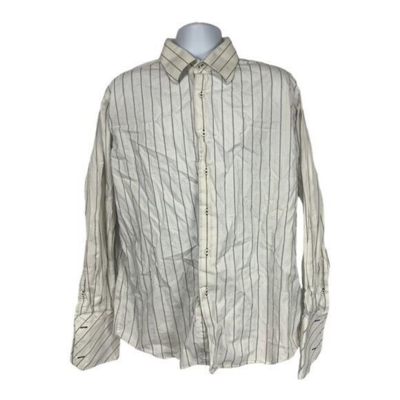 J. Ferrar Mens Size XL Modern Fit Long Sleeve Striped Dress Shirt 100% Cotton - Picture 1 of 10